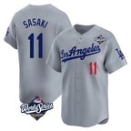 Johmsee LA.Dodgers #11 Roki Sasaki Player Gray World Series Limited Home Stitched Jerseys