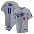 Johmsee LA.Dodgers #11 Roki Sasaki Player Gray World Series Meet Game Home Stitched Jerseys