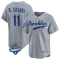 Johmsee LA.Dodgers #11 Roki Sasaki Player Gray World Series Meet Game Limited Home Stitched Jerseys