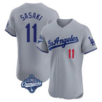 Johmsee LA.Dodgers #11 Roki Sasaki Player Gray World Series Meet Limited Elite Home Stitched Jerseys