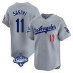 Johmsee LA.Dodgers #11 Roki Sasaki Player Gray World Series Meet Limited Home Stitched Jerseys