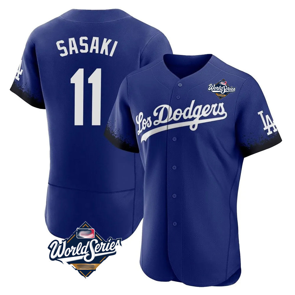 Johmsee LA.Dodgers #11 Roki Sasaki Player Royal World Series City Connect Elite Home Stitched Jerseys