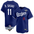 Johmsee LA.Dodgers #11 Roki Sasaki Player Royal World Series Limited Home Stitched Jerseys