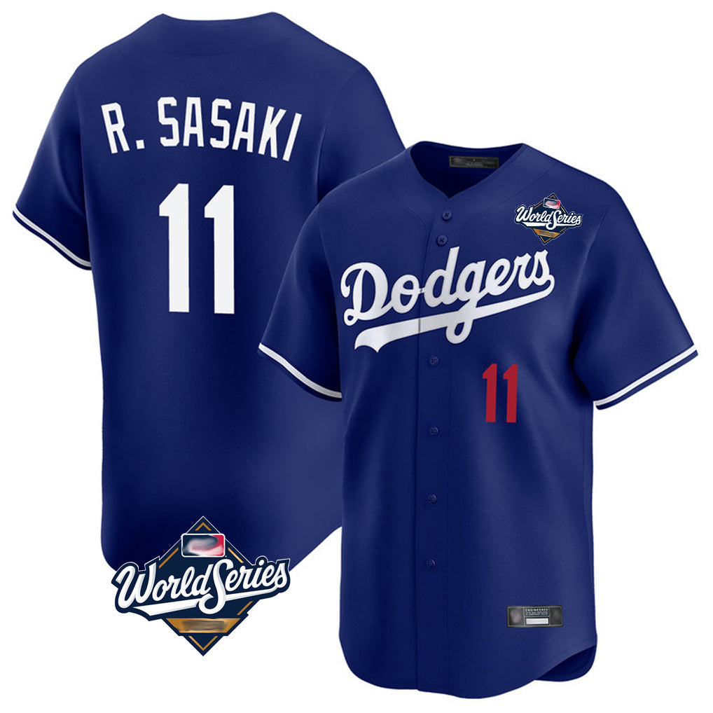 Johmsee LA.Dodgers #11 Roki Sasaki Player Royal World Series Limited Home Stitched Jerseys