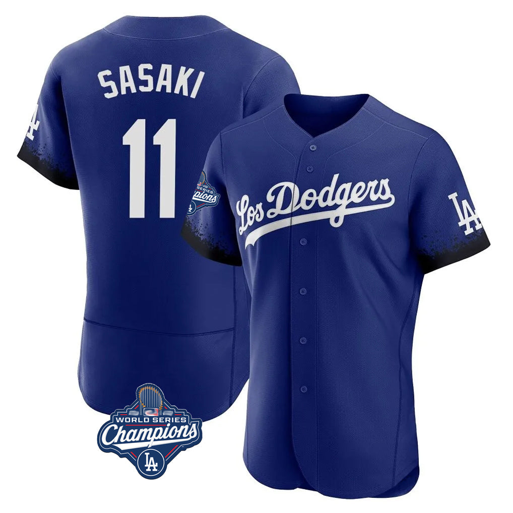 Johmsee LA.Dodgers #11 Roki Sasaki Player Royal World Series Meet City Connect Elite Home Stitched Jerseys