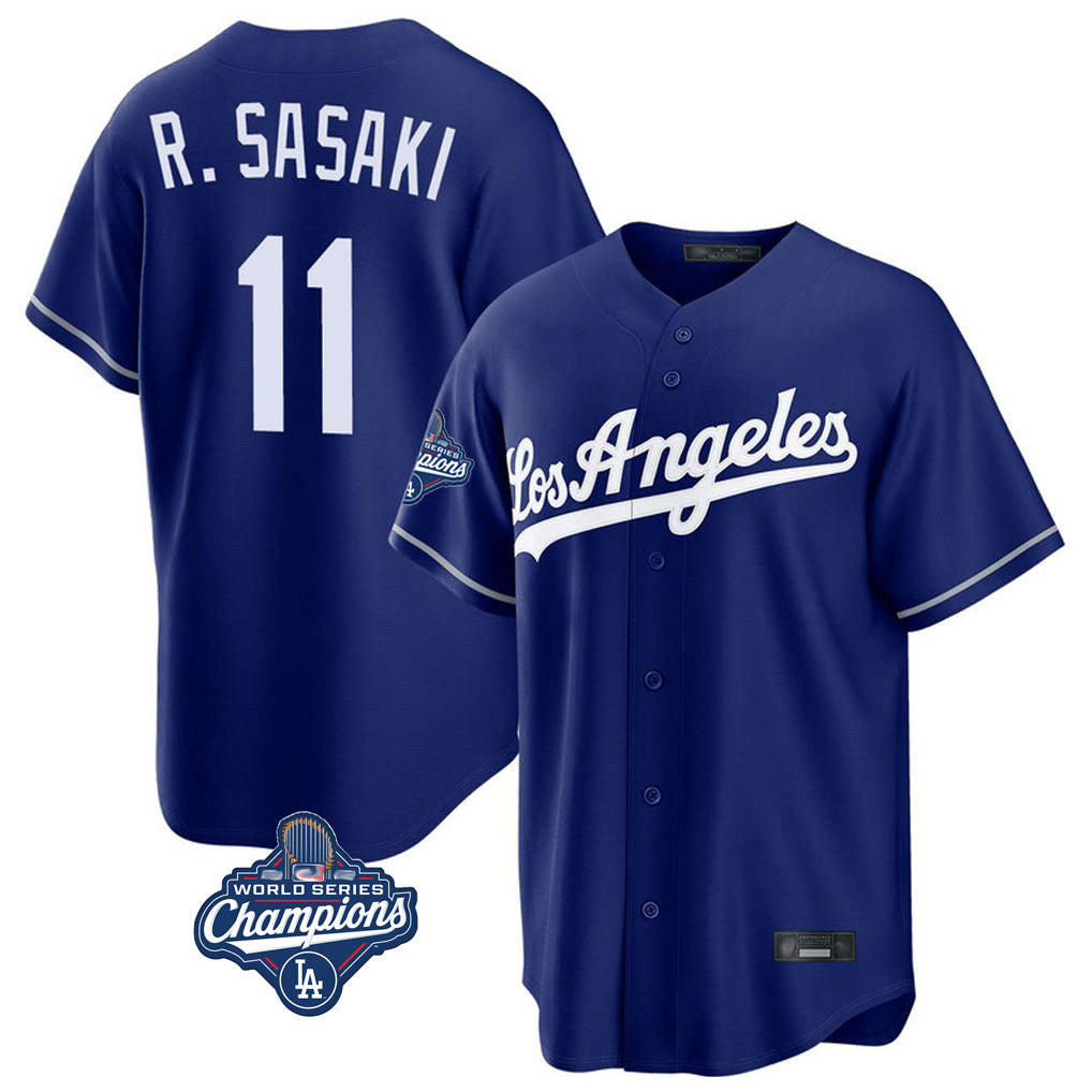 Johmsee LA.Dodgers #11 Roki Sasaki Player Royal World Series Meet Game Stitched Jerseys