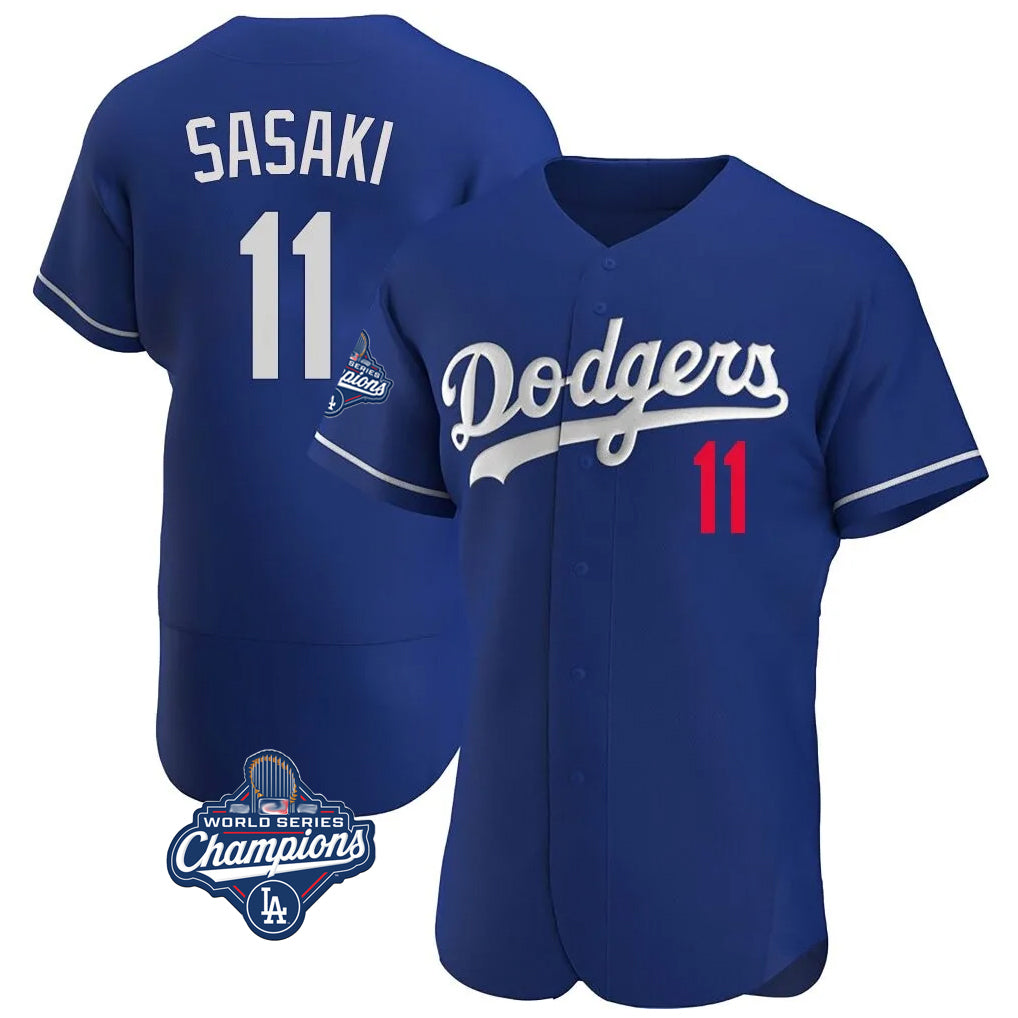 Johmsee LA.Dodgers #11 Roki Sasaki Player Royal World Series Meet Limited Elite Home Stitched Jerseys