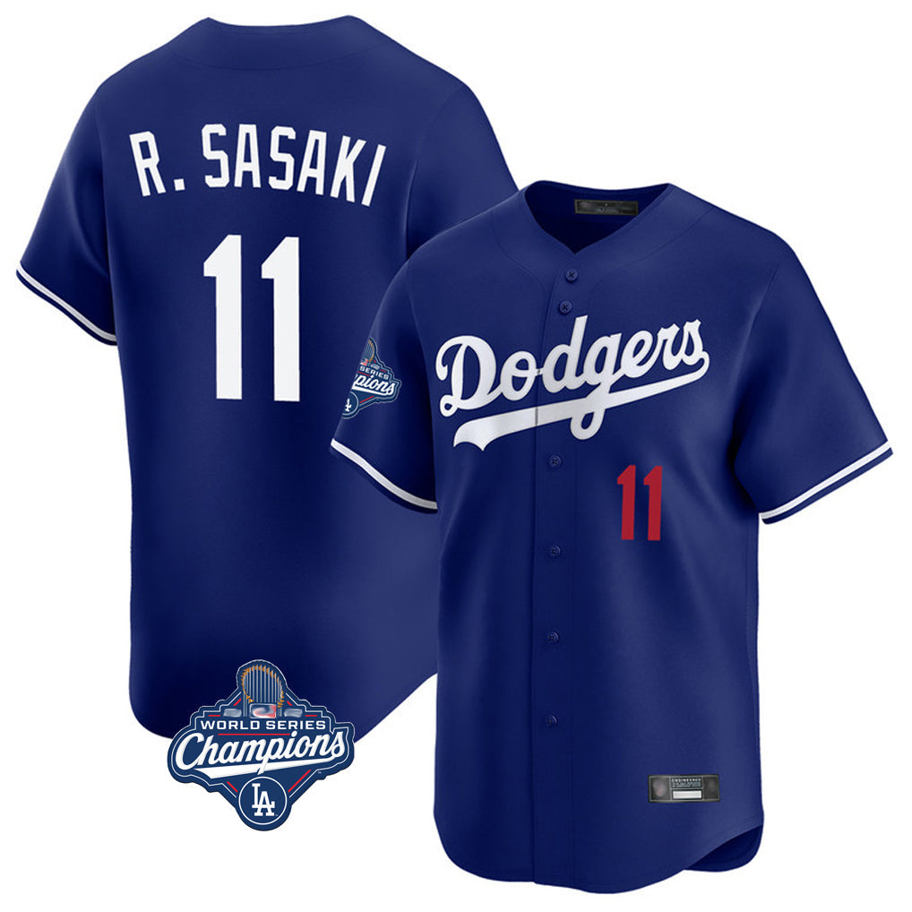 Johmsee LA.Dodgers #11 Roki Sasaki Player Royal World Series Meet Limited Home Stitched Jerseys
