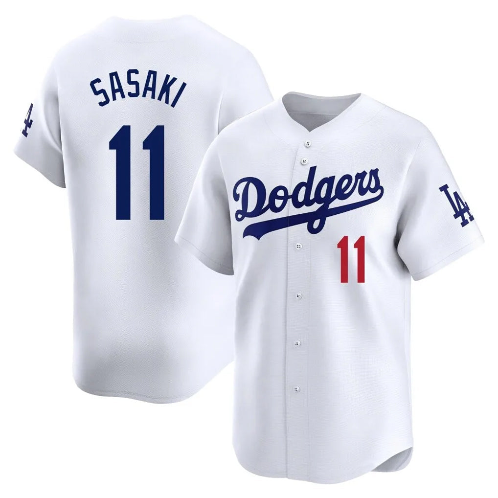 Johmsee LA.Dodgers #11 Roki Sasaki Player White Limited Home Stitched Jerseys