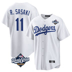Johmsee LA.Dodgers #11 Roki Sasaki Player White World Series Game Home Stitched Jerseys