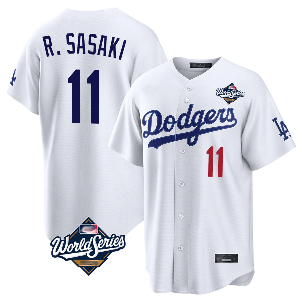 Johmsee LA.Dodgers #11 Roki Sasaki Player White World Series Home Game Stitched Jerseys