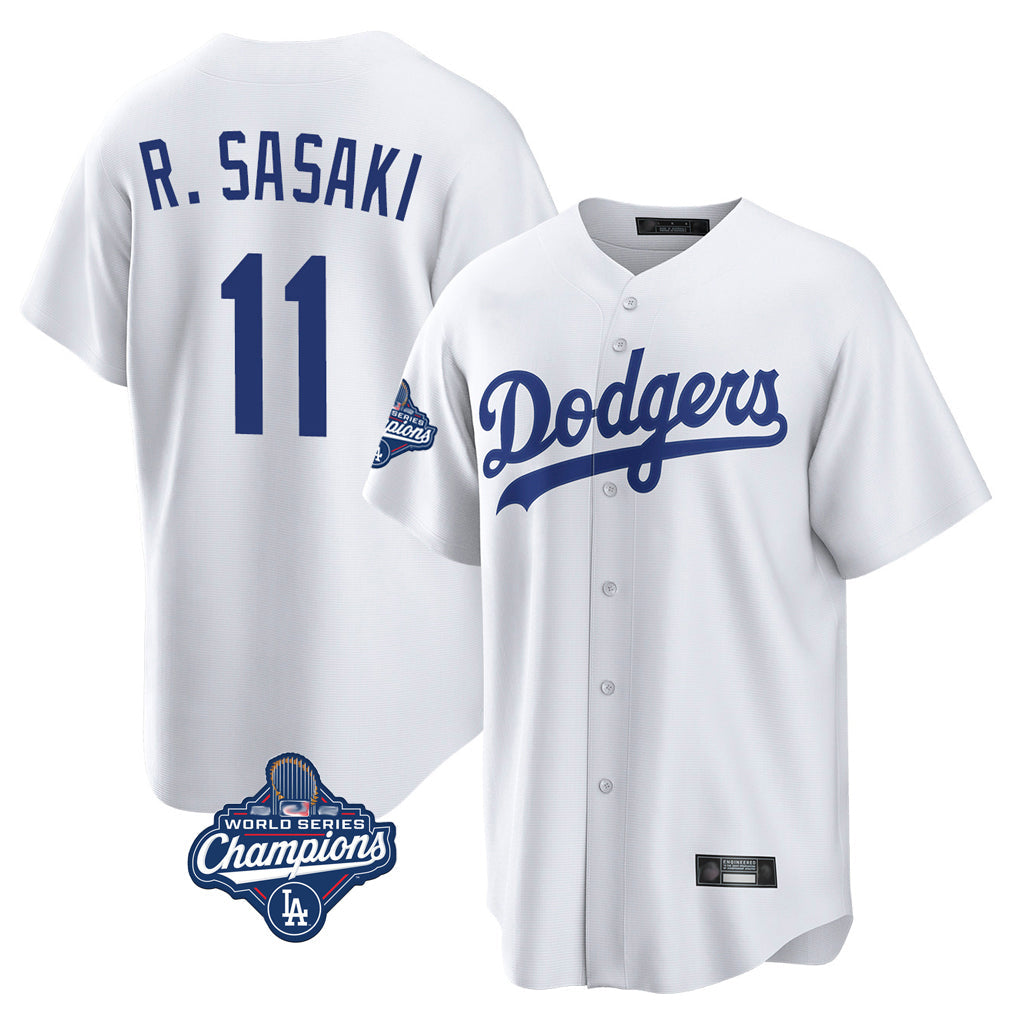 Johmsee LA.Dodgers #11 Roki Sasaki Player White World Series Meet Game Home Stitched Jerseys