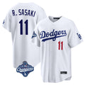 Johmsee LA.Dodgers #11 Roki Sasaki Player White World Series Meet Home Game Stitched Jerseys