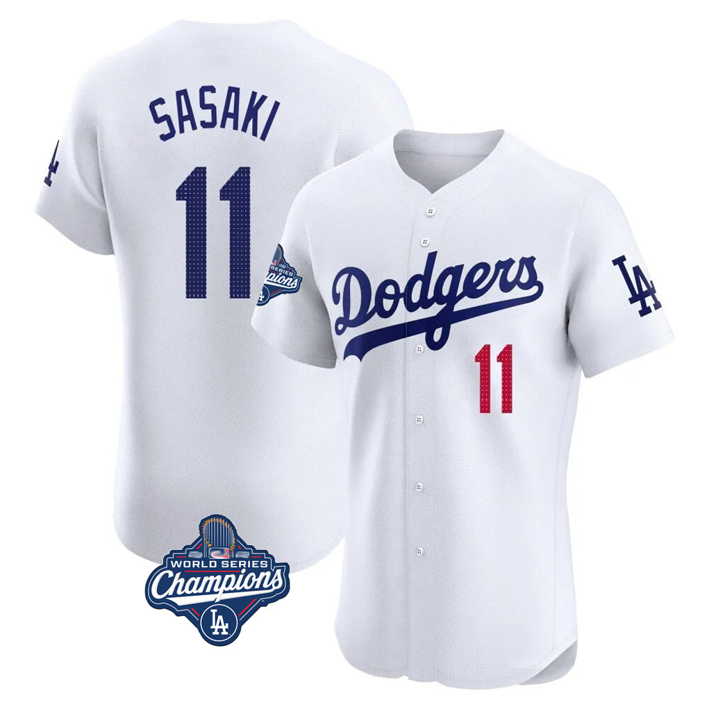 Johmsee LA.Dodgers #11 Roki Sasaki Player White World Series Meet Limited Elite Home Stitched Jerseys