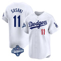 Johmsee LA.Dodgers #11 Roki Sasaki Player White World Series Meet Limited Home Stitched Jerseys