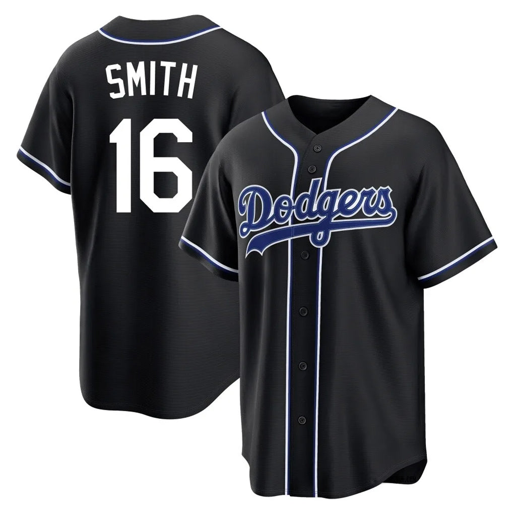 Johmsee LA.Dodgers #16 Will Smith Player Black Carbon Limited Home Stitched Jerseys