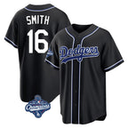 Johmsee LA.Dodgers #16 Will Smith Player Black World Series Meet Carbon Limited Home Stitched Jerseys