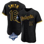 Johmsee LA.Dodgers #16 Will Smith Player Black World Series Meet Snake Skin City Limited Elite Home Stitched Jerseys