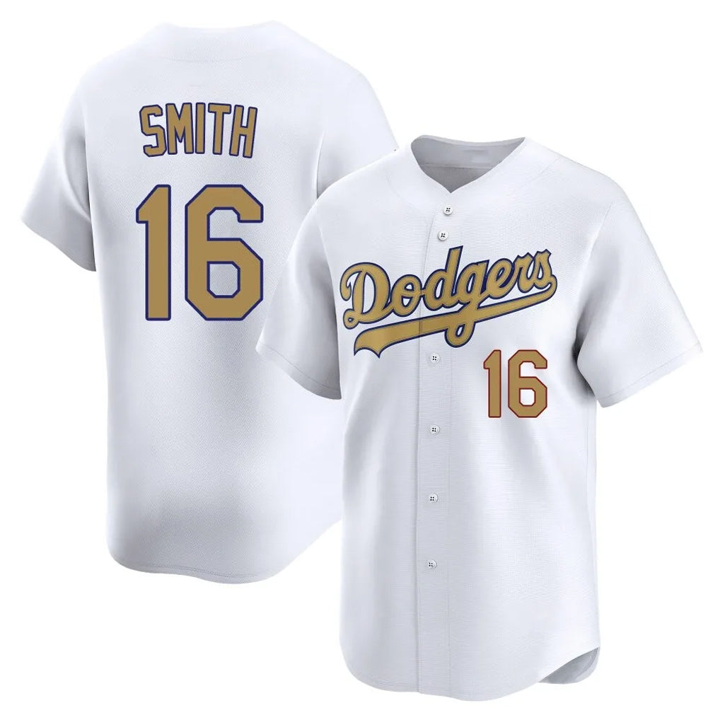 Johmsee LA.Dodgers #16 Will Smith Player Gold Collection Limited Home Stitched Jerseys