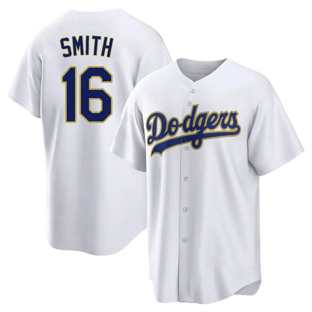 Johmsee LA.Dodgers #16 Will Smith Player Gold White 2026 Collection Stadium Game Stitched Jerseys