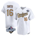 Johmsee LA.Dodgers #16 Will Smith Player Gold World Series Collection Limited Home Stitched Jerseys