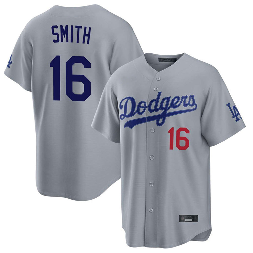 Johmsee LA.Dodgers #16 Will Smith Player Gray Game Home Stitched Jerseys