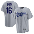 Johmsee LA.Dodgers #16 Will Smith Player Gray Game Stitched Jerseys