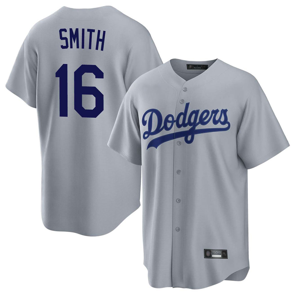 Johmsee LA.Dodgers #16 Will Smith Player Gray Game Stitched Jerseys