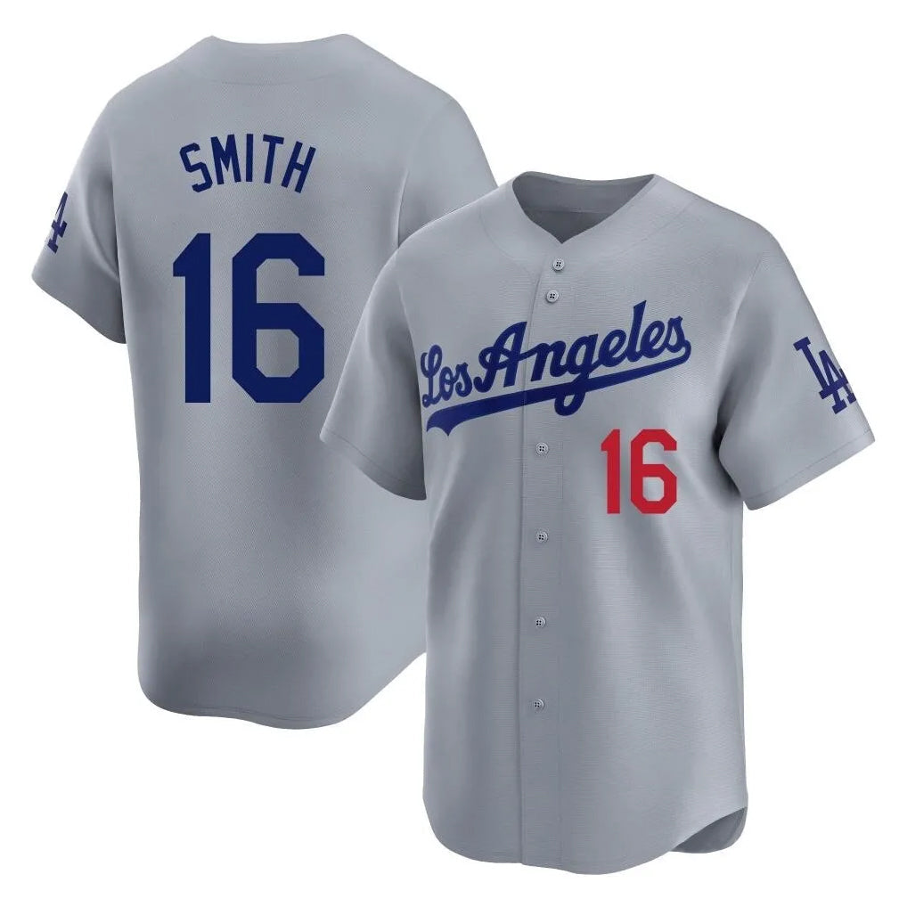 Johmsee LA.Dodgers #16 Will Smith Player Gray Limited Home Stitched Jerseys