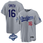 Johmsee LA.Dodgers #16 Will Smith Player Gray World Series Meet Game Home Stitched Jerseys