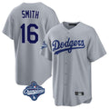 Johmsee LA.Dodgers #16 Will Smith Player Gray World Series Meet Game Stitched Jerseys