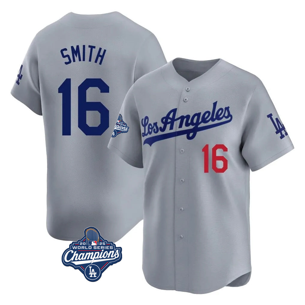 Johmsee LA.Dodgers #16 Will Smith Player Gray World Series Meet Limited Home Stitched Jerseys