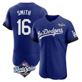 Johmsee LA.Dodgers #16 Will Smith Player Royal World Series City Connect Elite Home Stitched Jerseys