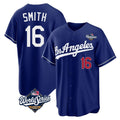 Johmsee LA.Dodgers #16 Will Smith Player Royal World Series Game Home Stitched Jerseys