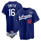 Johmsee LA.Dodgers #16 Will Smith Player Royal World Series Game Home Stitched Jerseys