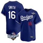 Johmsee LA.Dodgers #16 Will Smith Player Royal World Series Limited Home Stitched Jerseys