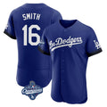 Johmsee LA.Dodgers #16 Will Smith Player Royal World Series Meet City Connect Elite Home Stitched Jerseys
