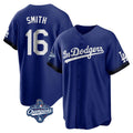 Johmsee LA.Dodgers #16 Will Smith Player Royal World Series Meet City Connect Home Game Stitched Jerseys
