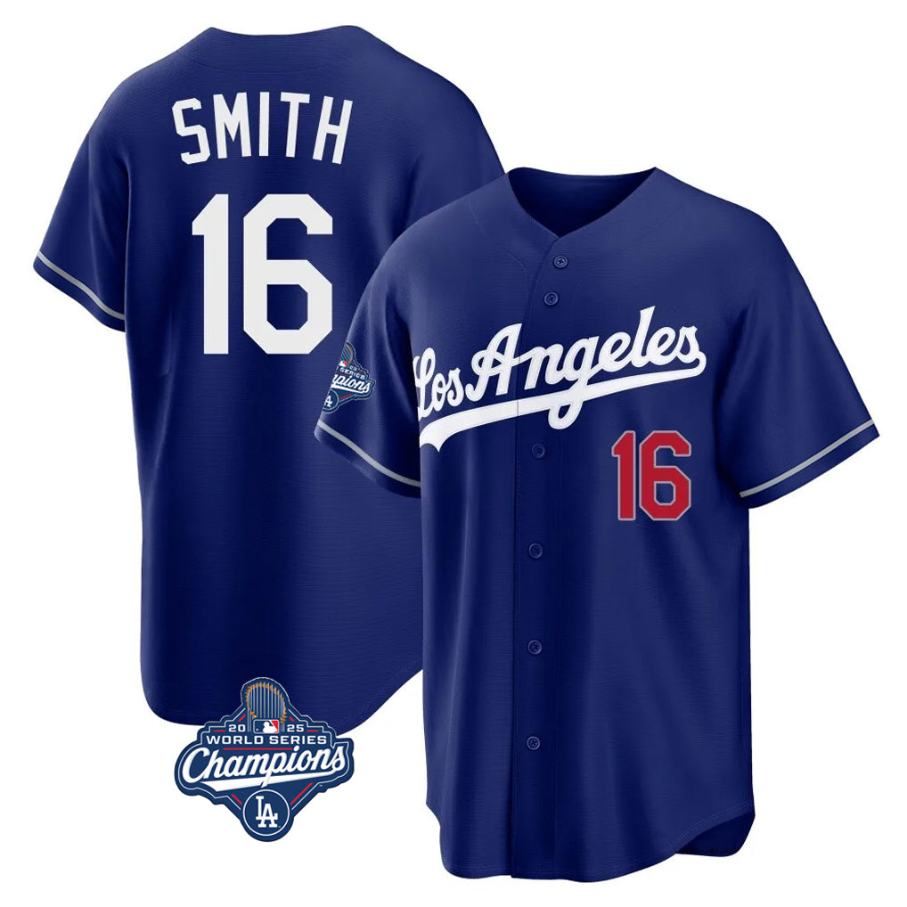 Johmsee LA.Dodgers #16 Will Smith Player Royal World Series Meet Game Home Stitched Jerseys