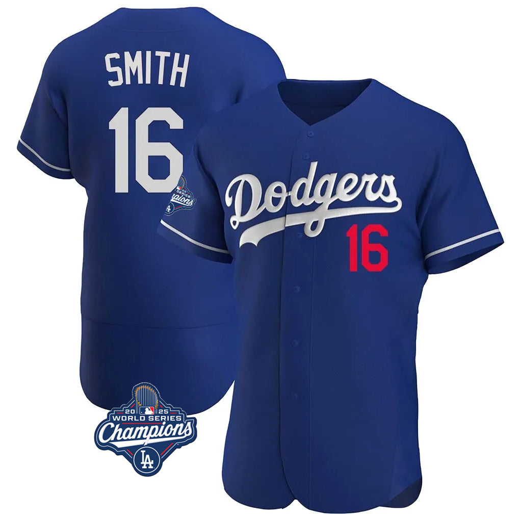 Johmsee LA.Dodgers #16 Will Smith Player Royal World Series Meet Limited Elite Home Stitched Jerseys
