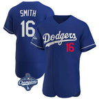 Johmsee LA.Dodgers #16 Will Smith Player Royal World Series Meet Limited Elite Home Stitched Jerseys