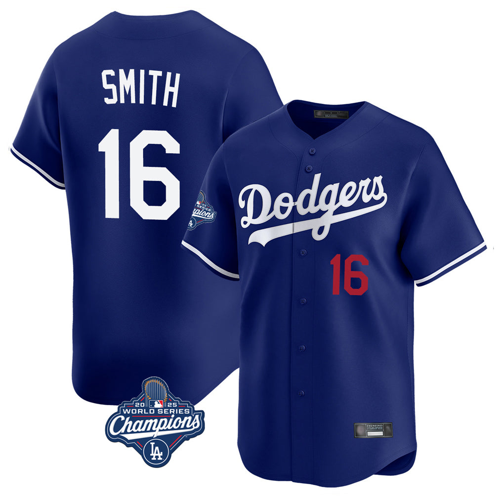 Johmsee LA.Dodgers #16 Will Smith Player Royal World Series Meet Limited Home Stitched Jerseys