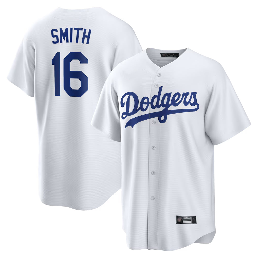Johmsee LA.Dodgers #16 Will Smith Player White Game Home Stitched Jerseys