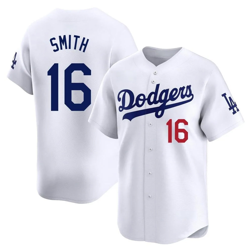 Johmsee LA.Dodgers #16 Will Smith Player White Limited Home Stitched Jerseys