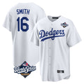 Johmsee LA.Dodgers #16 Will Smith Player White World Series Game Home Stitched Jerseys