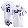 Johmsee LA.Dodgers #16 Will Smith Player White World Series Limited Home Stitched Jerseys
