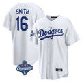Johmsee LA.Dodgers #16 Will Smith Player White World Series Meet Game Home Stitched Jerseys