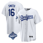 Johmsee LA.Dodgers #16 Will Smith Player White World Series Meet Game Home Stitched Jerseys