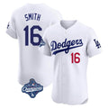 Johmsee LA.Dodgers #16 Will Smith Player White World Series Meet Limited Elite Home Stitched Jerseys