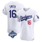 Johmsee LA.Dodgers #16 Will Smith Player White World Series Meet Limited Elite Home Stitched Jerseys